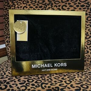 Michael Kors Luxurious Black Hat and Scarf Set